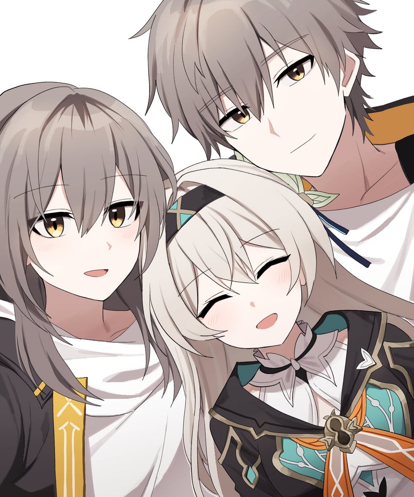 trailblazer, firefly, stelle, and caelus (honkai and 1 more) drawn by lix_(iroiro3843)