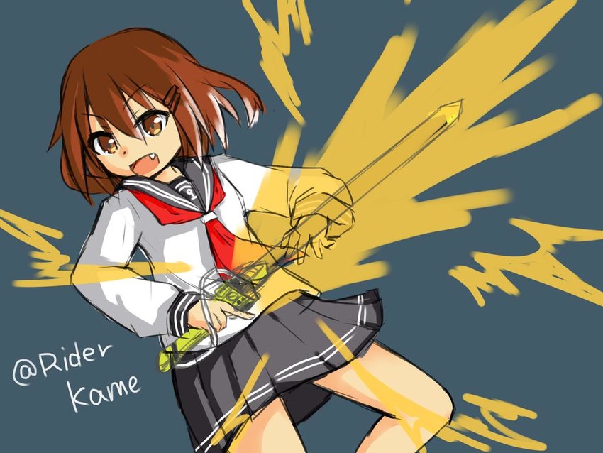 ikazuchi and kamen rider fourze (kantai collection and 2 more) drawn by kame_rider