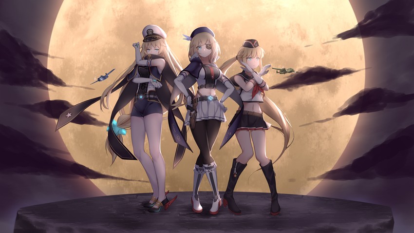 enterprise, hornet, and yorktown (jojo no kimyou na bouken and 2 more) drawn by cartonbox_(zhixiang_zhi)