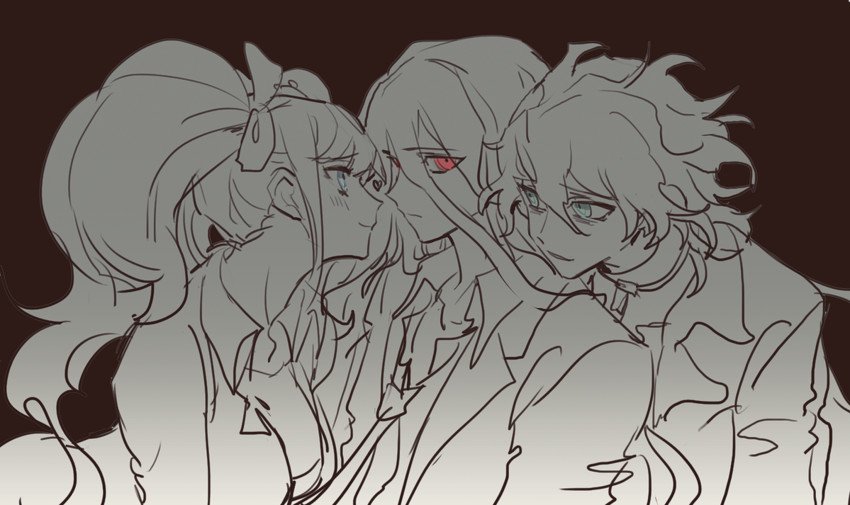 komaeda nagito, enoshima junko, kamukura izuru, and servant (danganronpa and 2 more) drawn by haun