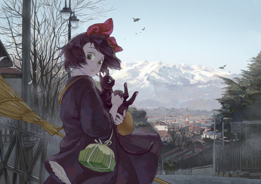 kiki and jiji (studio ghibli and 1 more) drawn by kurenai_suzu