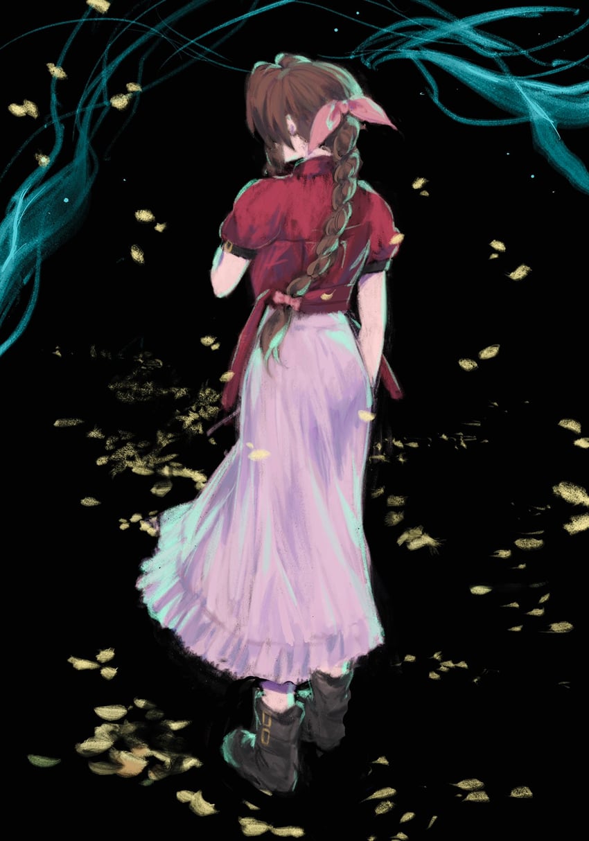 aerith gainsborough (final fantasy and 2 more) drawn by kivavis