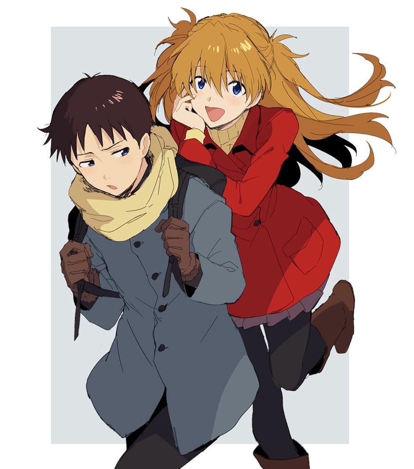 souryuu asuka langley and ikari shinji (neon genesis evangelion) drawn by 11kkr