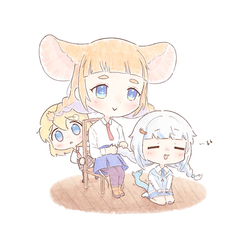 gawr gura, watson amelia, and mau-chan (hololive and 2 more) drawn by topqualitywaffles