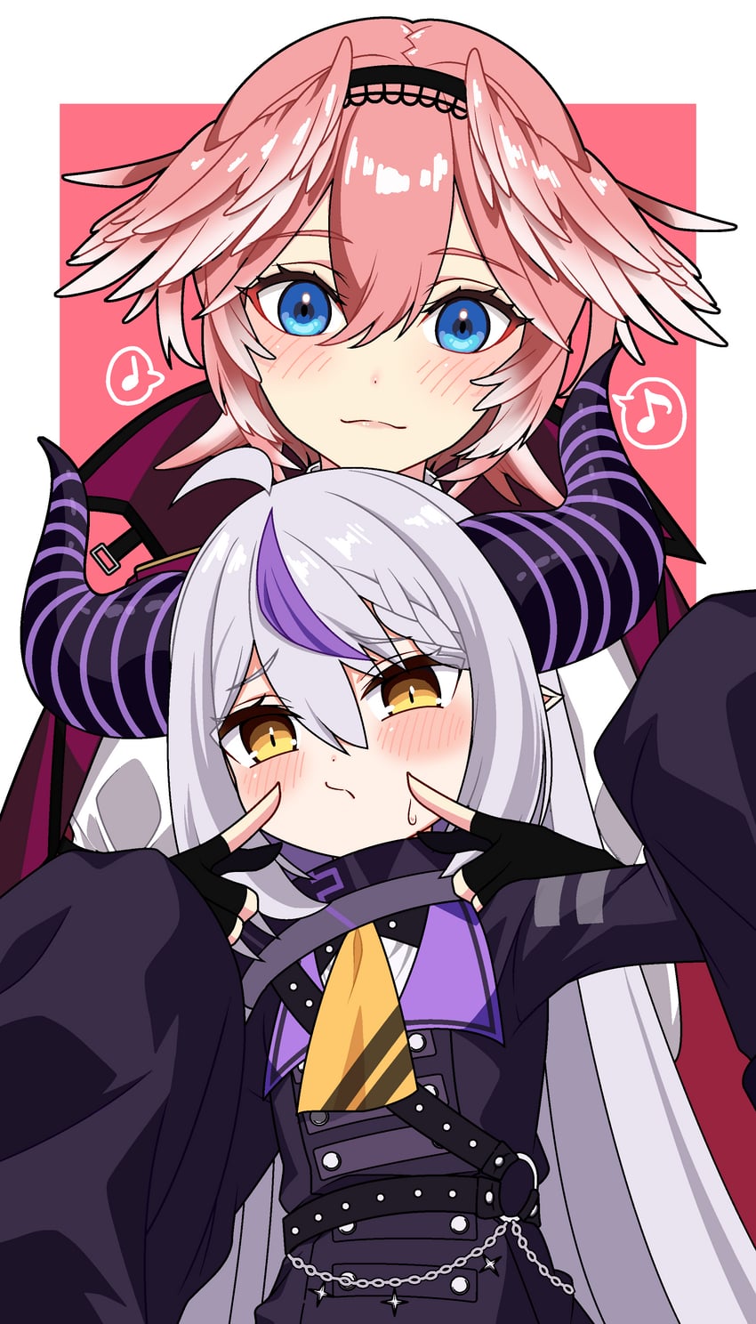 la+ darknesss and takane lui (hololive) drawn by omas_lie