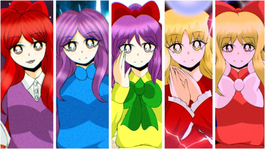 noroiko, rengeteki, matenshi, wayousei, and ayana (touhou) drawn by yuuna_arlovskaya