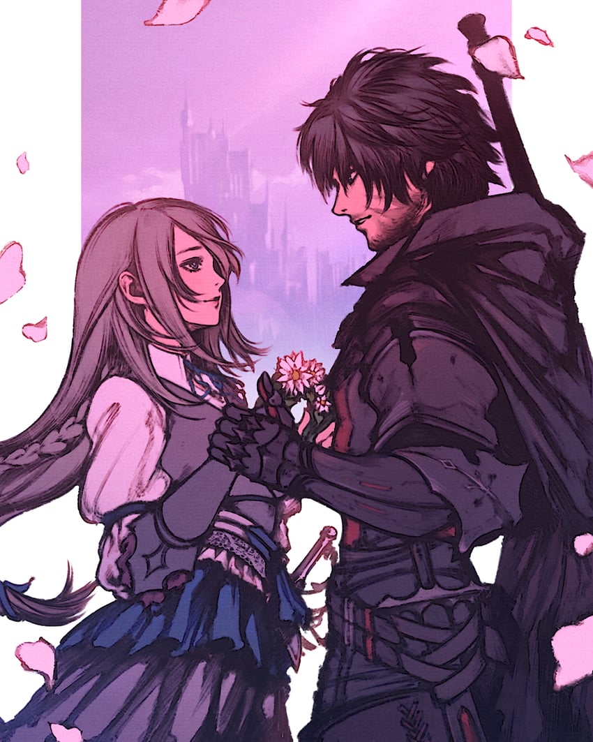 clive rosfield and jill warrick (final fantasy and 1 more) drawn by moshimoshibe