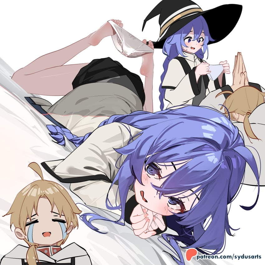roxy migurdia and rudeus greyrat (mushoku tensei) drawn by sydus