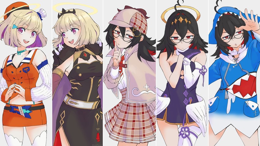 gawr gura, mori calliope, ninomae ina'nis, takanashi kiara, watson amelia, and 2 more (hololive and 1 more) drawn by ware_to_nanji_ga_chikara_mote