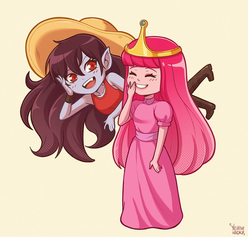 marceline abadeer and princess bonnibel bubblegum (adventure time) drawn by yellow_nicky