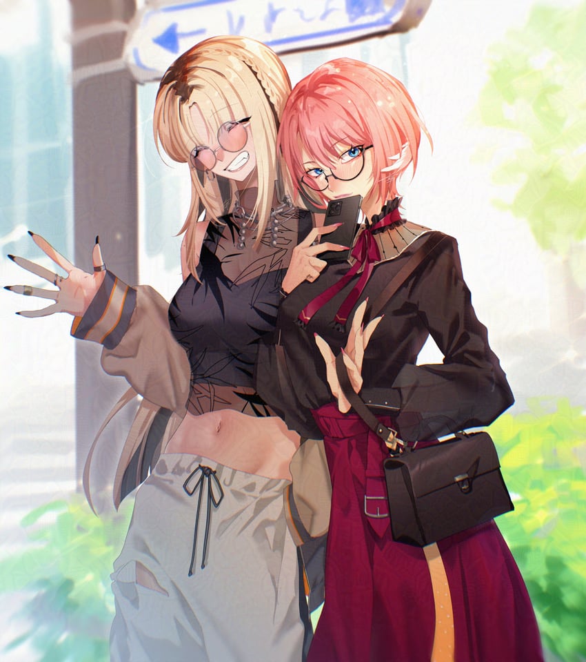 takane lui and koganei niko (hololive and 1 more) drawn by klai