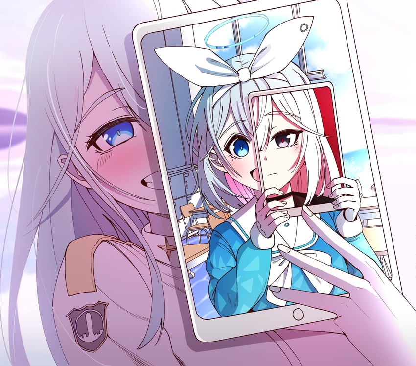 arona, plana, and general student council president (blue archive) drawn by noconchan