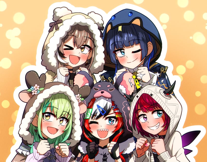 ouro kronii, nanashi mumei, hakos baelz, ceres fauna, and irys (hololive and 1 more) drawn by ddolbang
