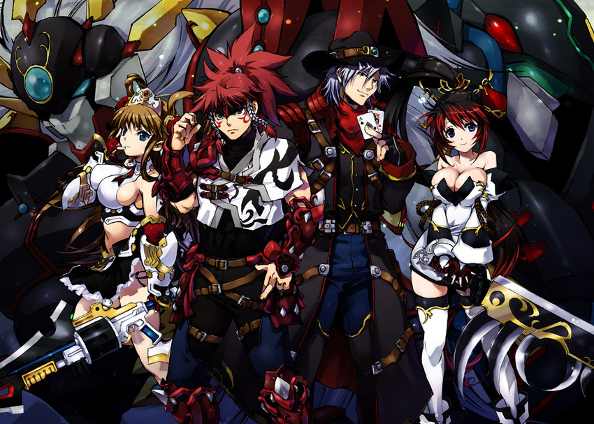 nanbu kaguya, neige hausen, harken browning, gespenst, aledy naash, and 1 more (super robot wars and 2 more) drawn by nakamura_kanko