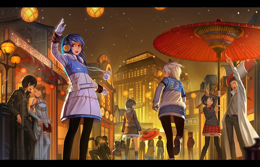 souryuu asuka langley, asuna, kirito, takanashi rikka, sakata gintoki, and 4 more (fate and 12 more) drawn by lu_ying