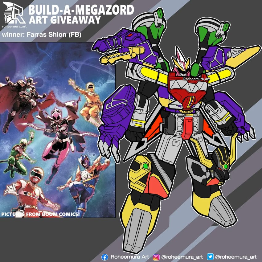 ptera ranger, mighty morphin pink ranger, mega red, ranger slayer, red space ranger, and 9 more (original and 14 more) drawn by roheemura_art