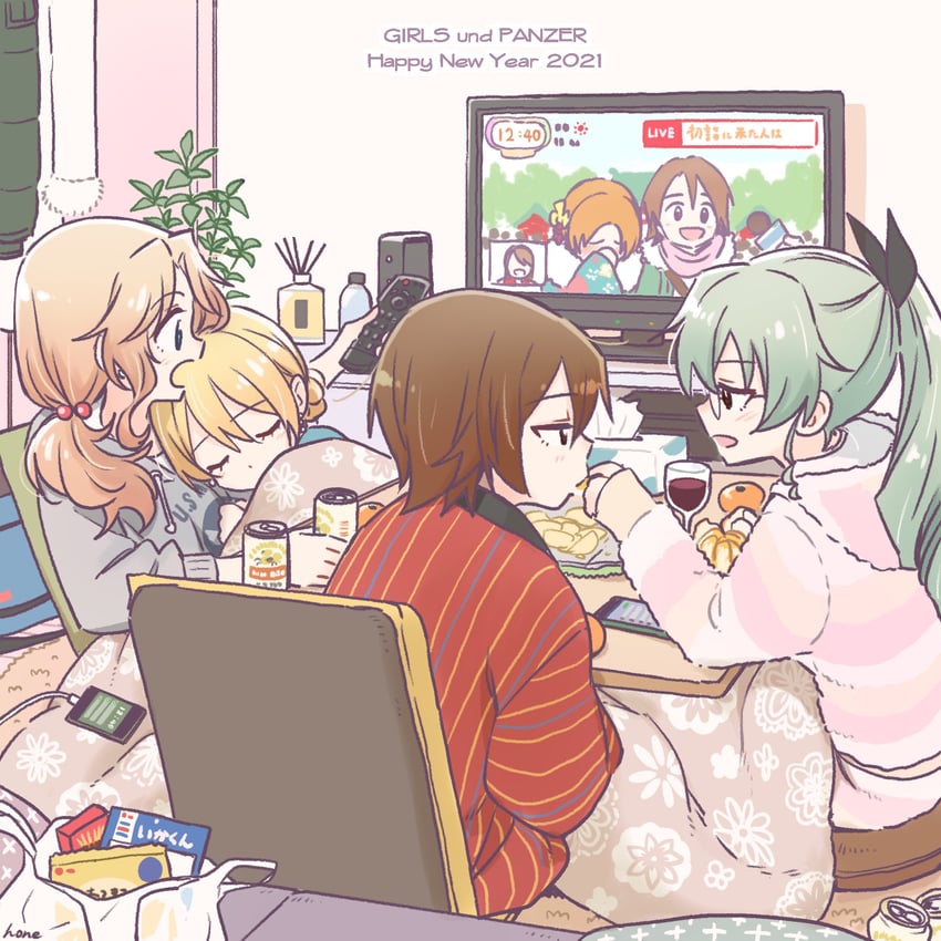 darjeeling, nishizumi maho, anchovy, kay, orange pekoe, and 1 more (girls und panzer) drawn by hone_(honehone083)