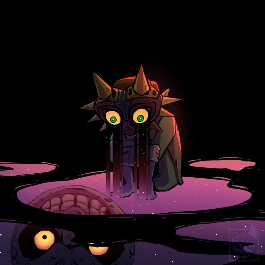 majora, skull kid, and moon (the legend of zelda and 1 more) drawn by maskedgolem