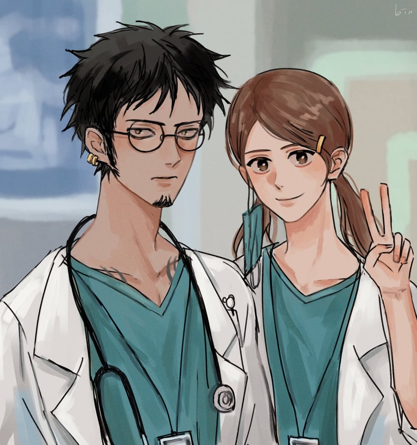 trafalgar law and trafalgar lami (one piece) drawn by bin_(binonep)