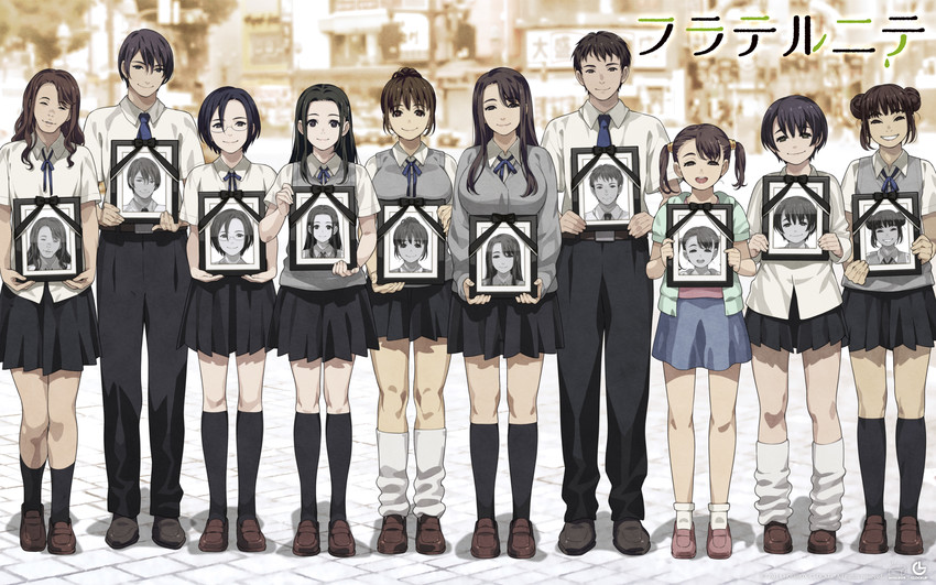hoshino madoka, kamimura megumi, shirasaka mei, higaki akira, konishi chiharu, and 5 more (fraternite) drawn by hamashima_shigeo