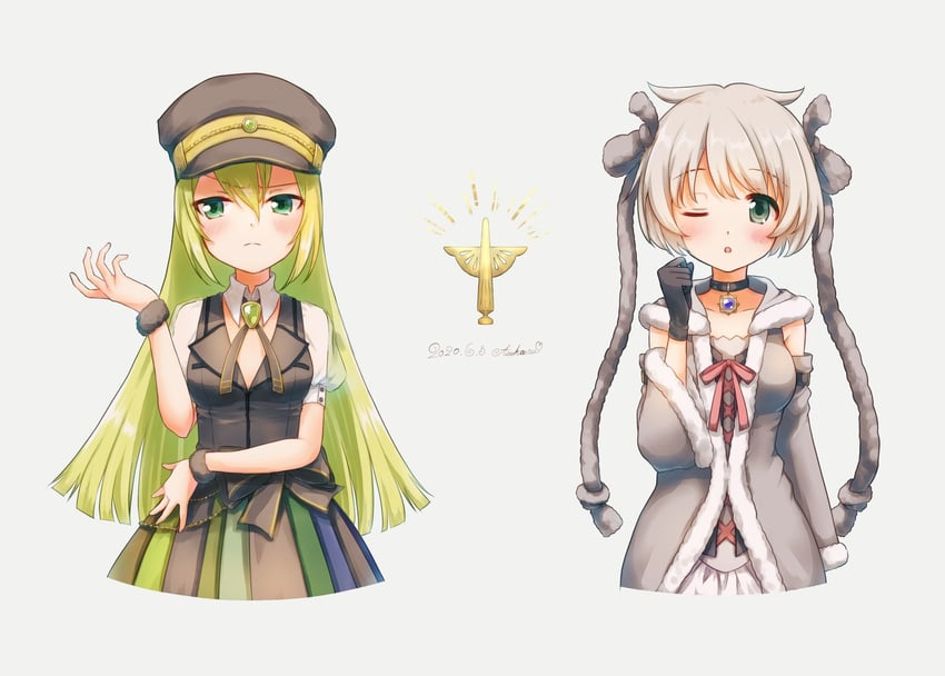 alina gray and azusa mifuyu (mahou shoujo madoka magica and 1 more) drawn by asukaru_(magika_ru)