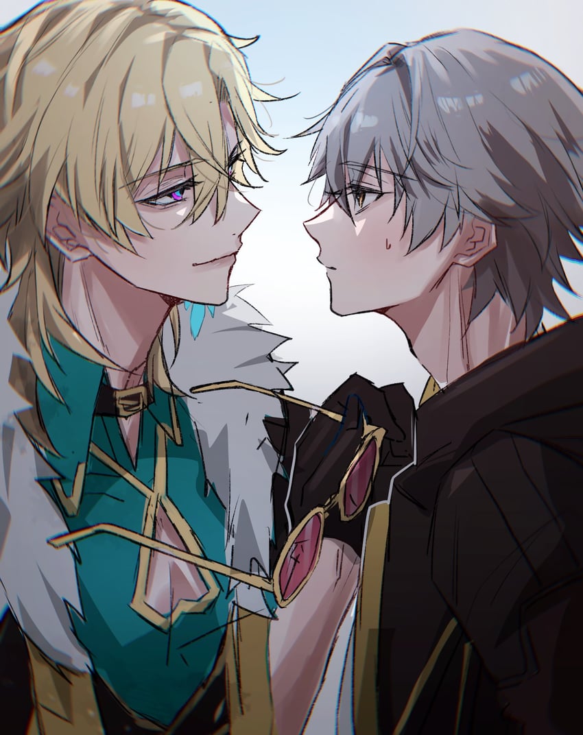 trailblazer, caelus, and aventurine (honkai and 1 more) drawn by ichica_(seto0717)