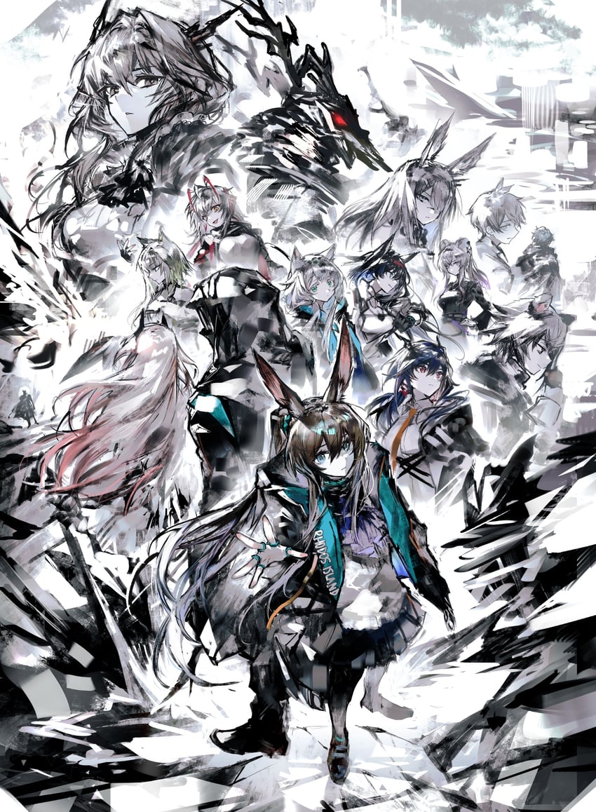 doctor, amiya, kal'tsit, ch'en, w, and 10 more (arknights) drawn by remsrar