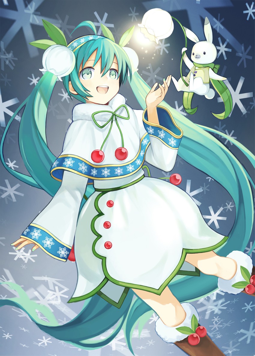 hatsune miku, yuki miku, and rabbit yukine (vocaloid) drawn by kari_kenji