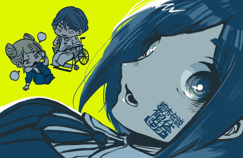 fukurai azami, tomarigi yasumi, and meguriya ayumu (toshi densetsu kaitai center) drawn by shirasu111210