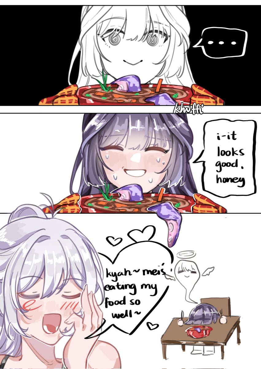 kiana kaslana and raiden mei (honkai and 1 more) drawn by khuffi