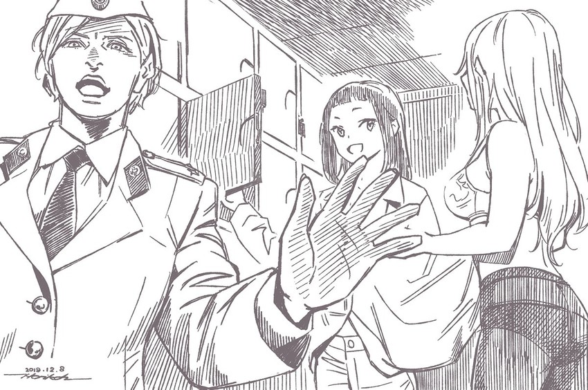 inuyama aoi and oogaki chiaki (real life and 1 more) drawn by horikou