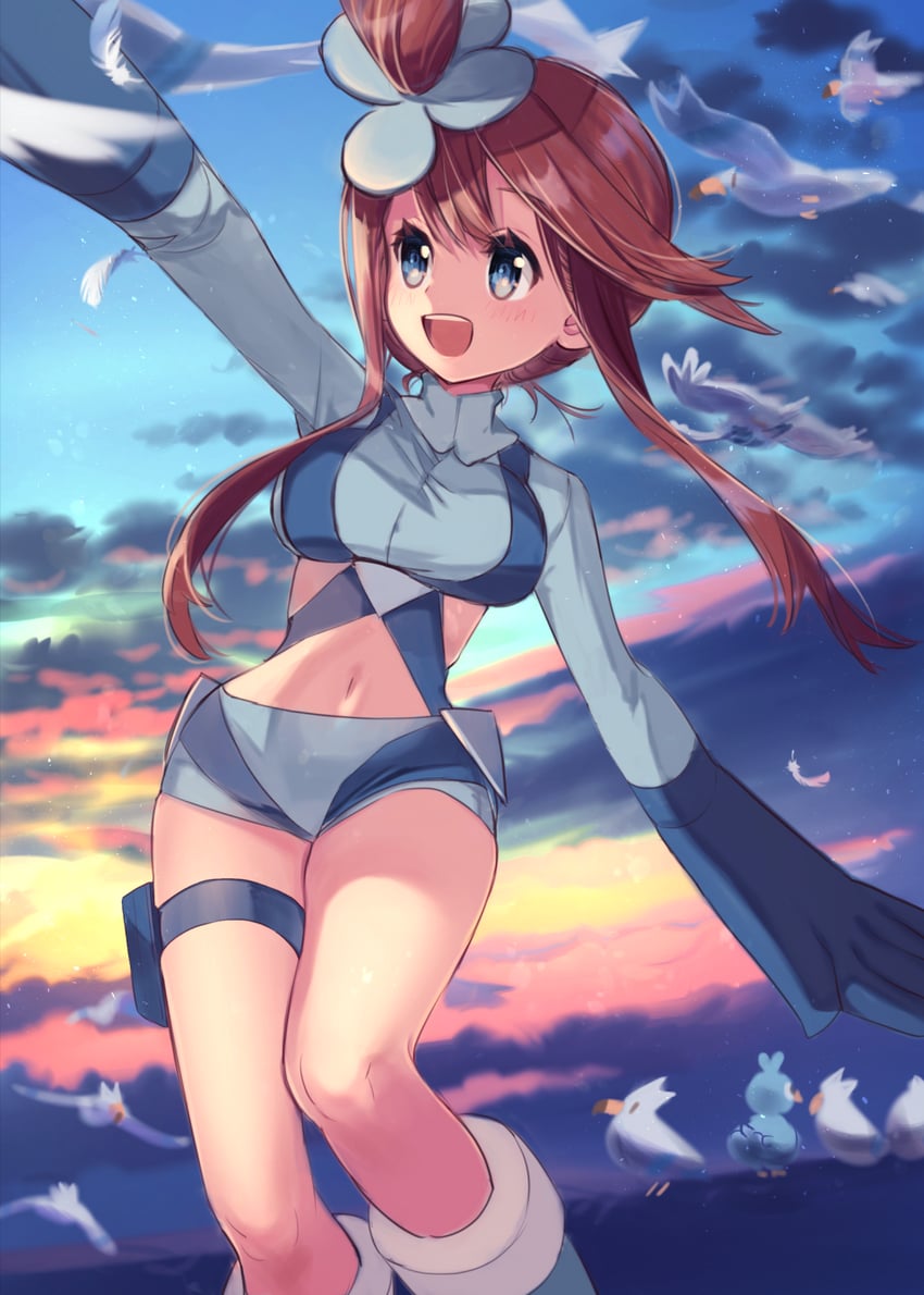 skyla, wingull, swanna, and ducklett (pokemon and 1 more) drawn by hitsuji_hiko_(mareep15)