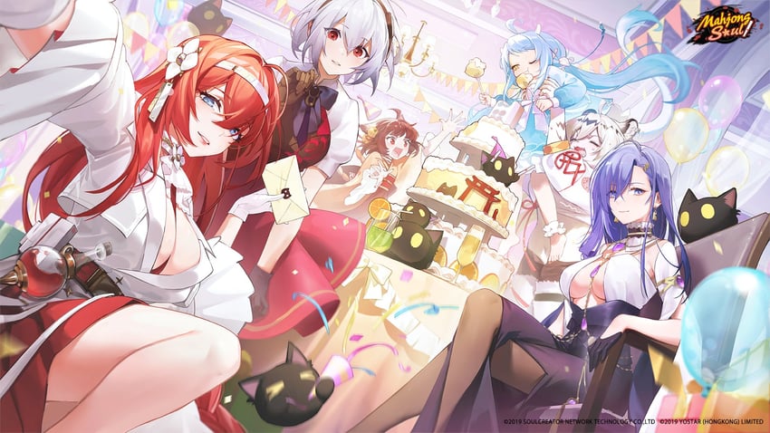 ichihime, hannah, eve krist, lin lang, cynthia, and 1 more (mahjong soul)