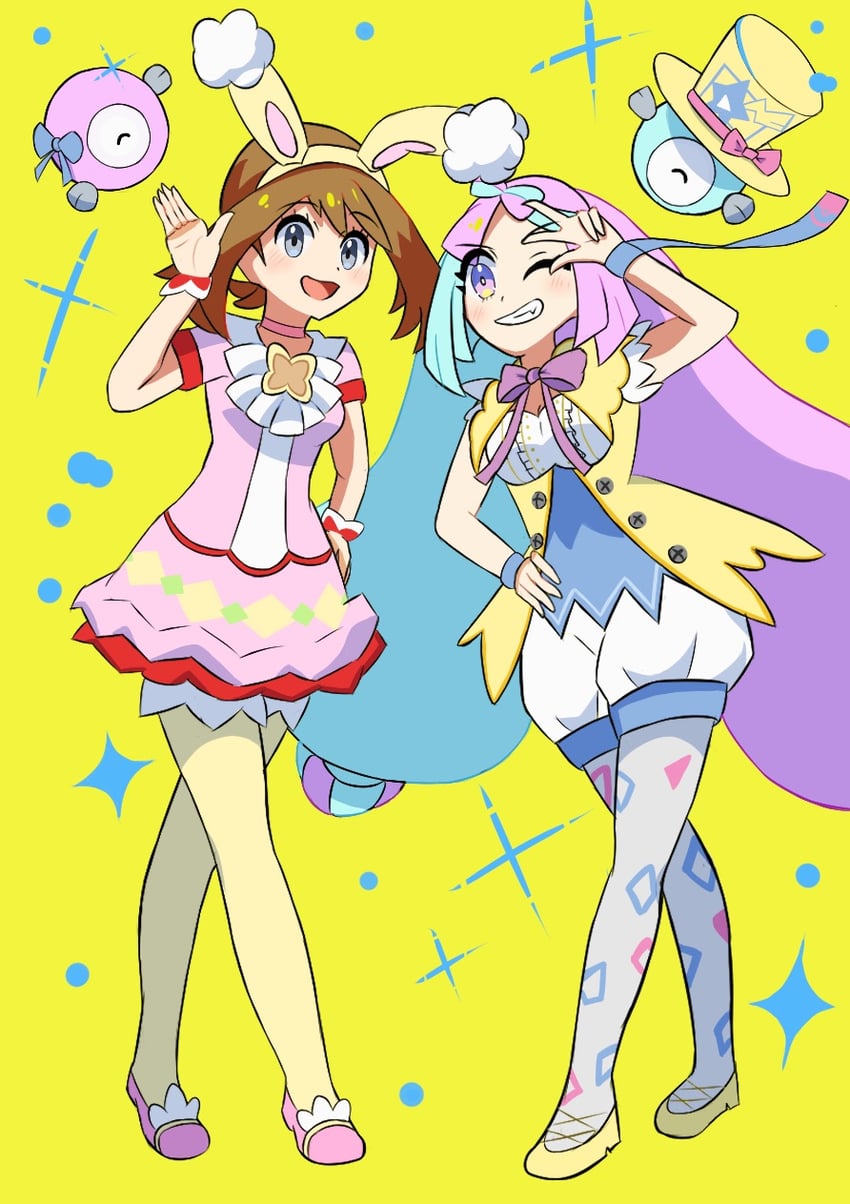 may and iono (pokemon and 3 more) drawn by kamiya_(fsck3847)