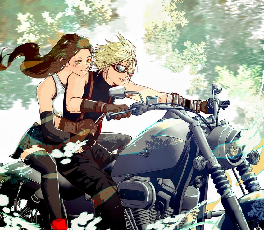 tifa lockhart and cloud strife (final fantasy and 3 more) drawn by shinogu_r