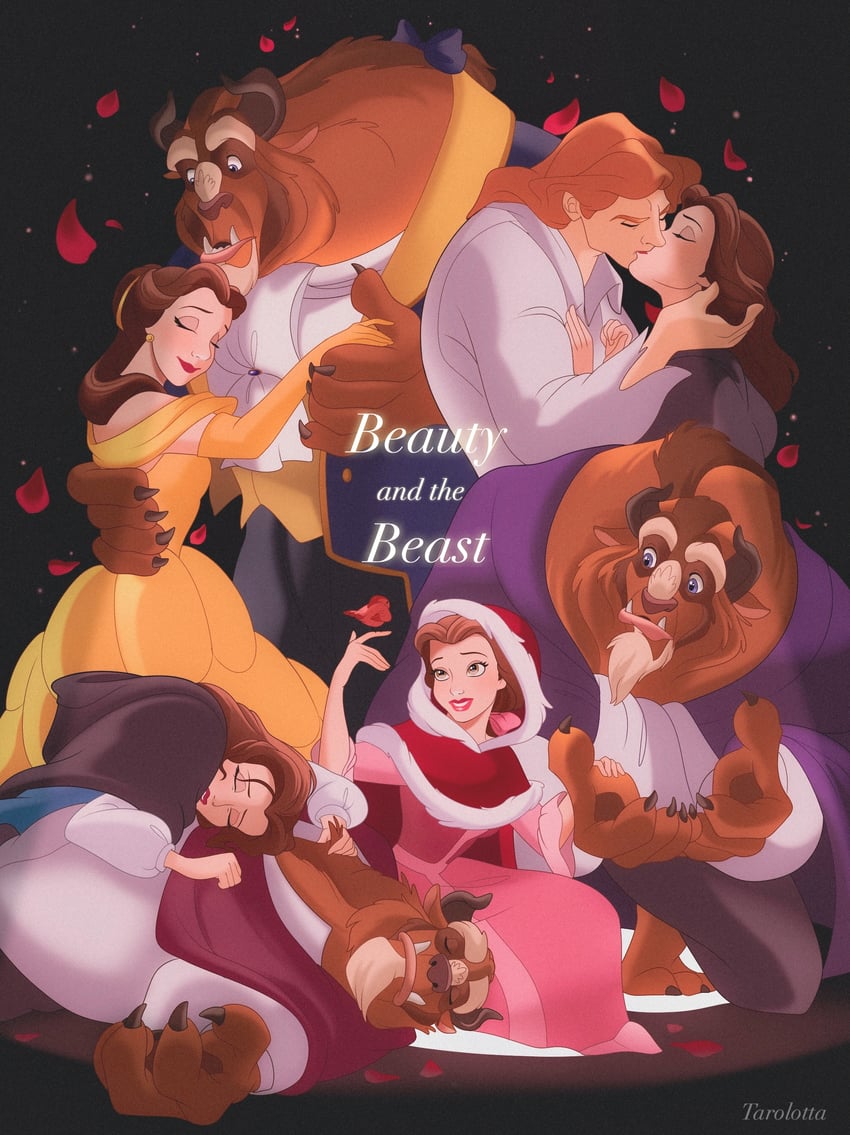 belle, beast, and prince adam (beauty and the beast) drawn by tarolotta