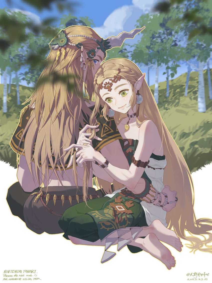link and princess zelda (the legend of zelda and 1 more) drawn by tianyexiping