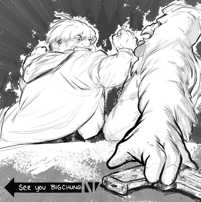 peter griffin and ernie the giant chicken (original and 1 more) drawn by kowai_(iamkowai)