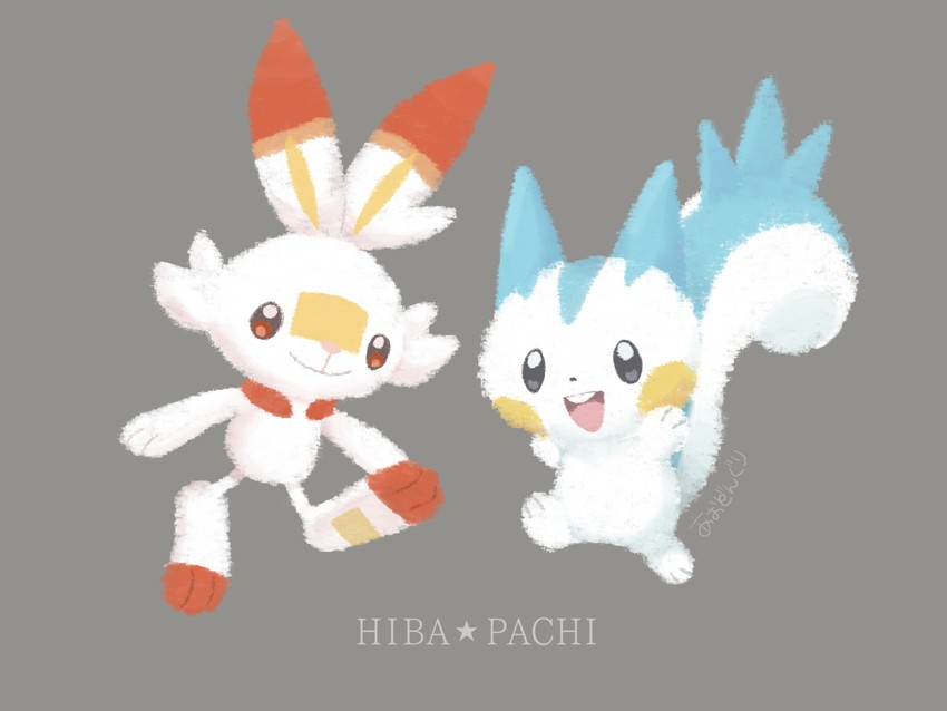 scorbunny and pachirisu (pokemon) drawn by aodonguri
