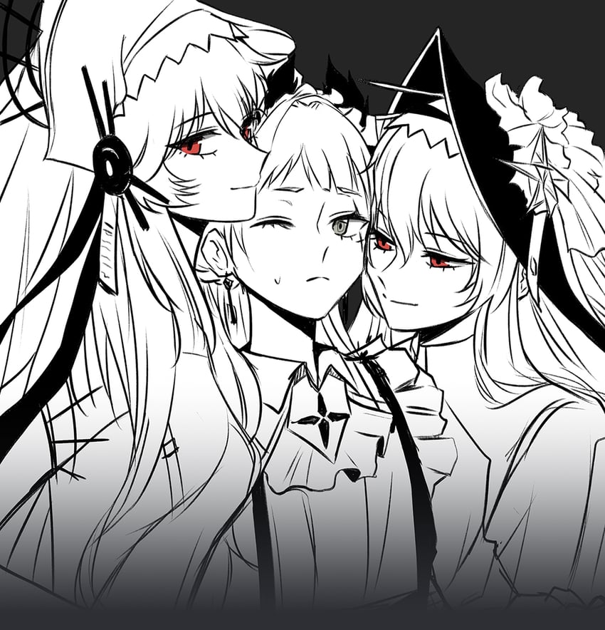specter, irene, and specter the unchained (arknights) drawn by ong_(fyza2772)
