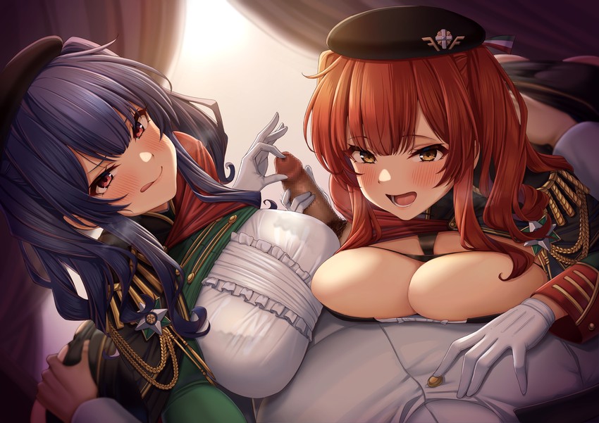 commander, zara, and pola (azur lane) drawn by momo_no_sukebe