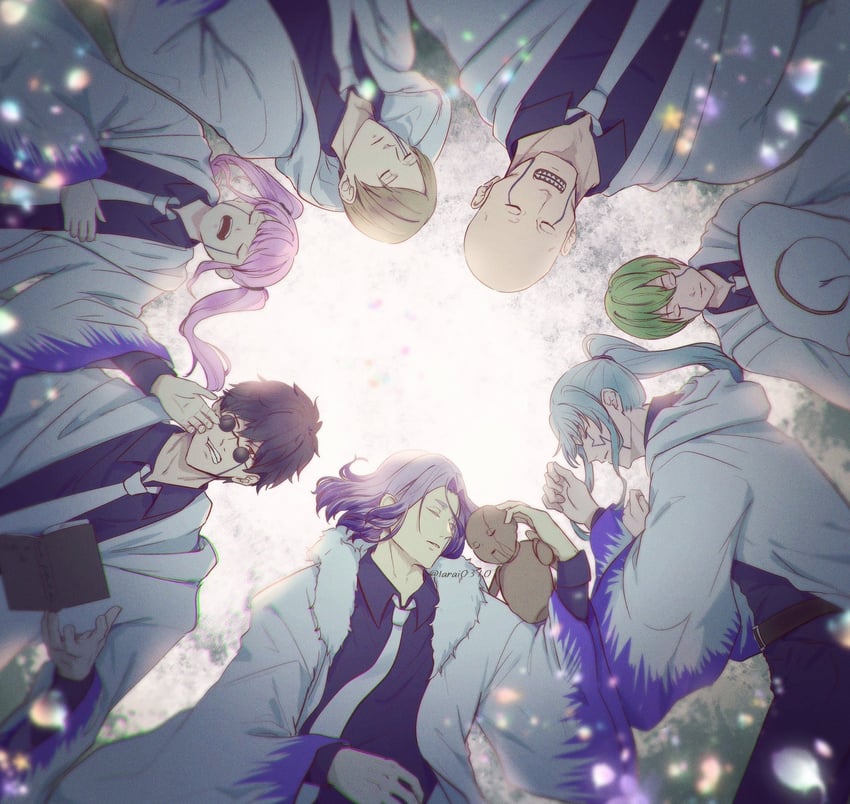 wirth madl, abyss razor, love cute, abel walker, milo genius, and 2 more (mashle) drawn by tarai0310