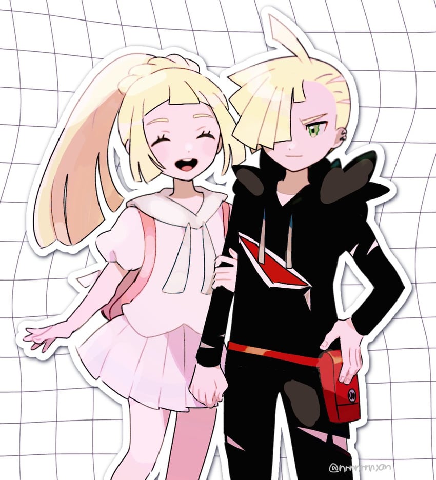 lillie and gladion (pokemon and 1 more) drawn by eneko_(olavcnkrpucl16a)