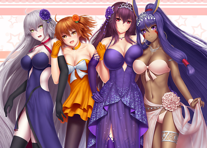 fujimaru ritsuka, jeanne d'arc alter, scathach, and nitocris (fate and 1 more) drawn by masatoki