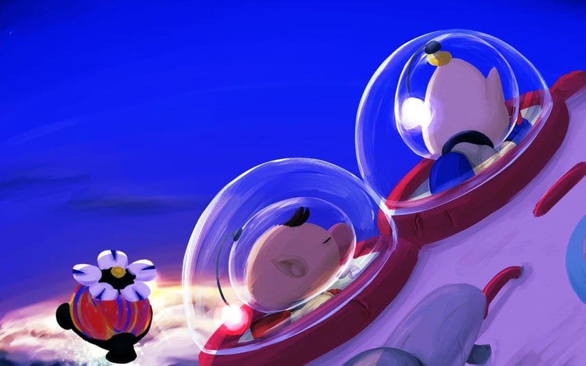 olimar, louie, and hocotate freight steam ship (pikmin) drawn by usuba_(hatomugip)