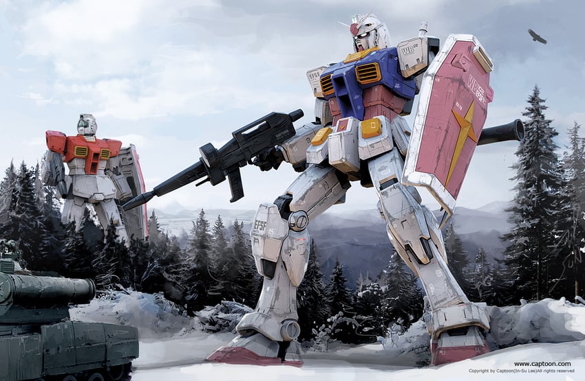 rx-78-2 gundam and gm (gundam and 1 more) drawn by captoon