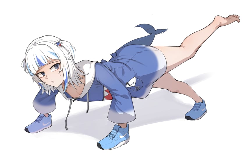 gawr gura and tralalero tralala (hololive and 1 more) drawn by iver_(reviolet)
