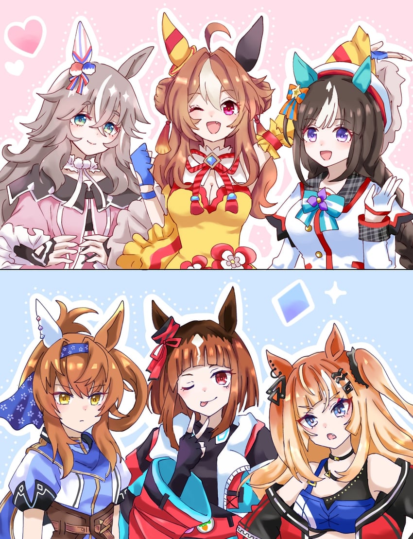 hokko tarumae, copano rickey, transcend, wonder acute, espoir city, and 1 more (umamusume) drawn by mokuroo