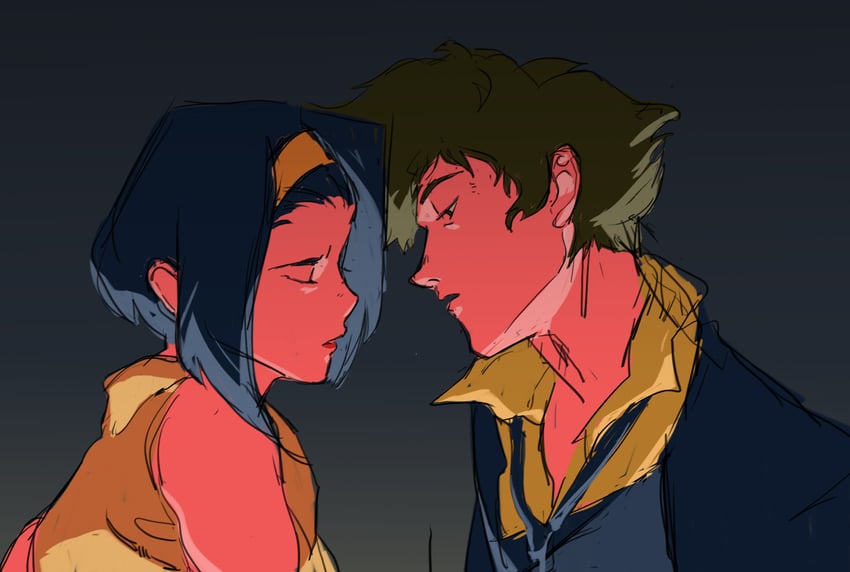 faye valentine and spike spiegel (cowboy bebop) drawn by sona_(mmediocreman)