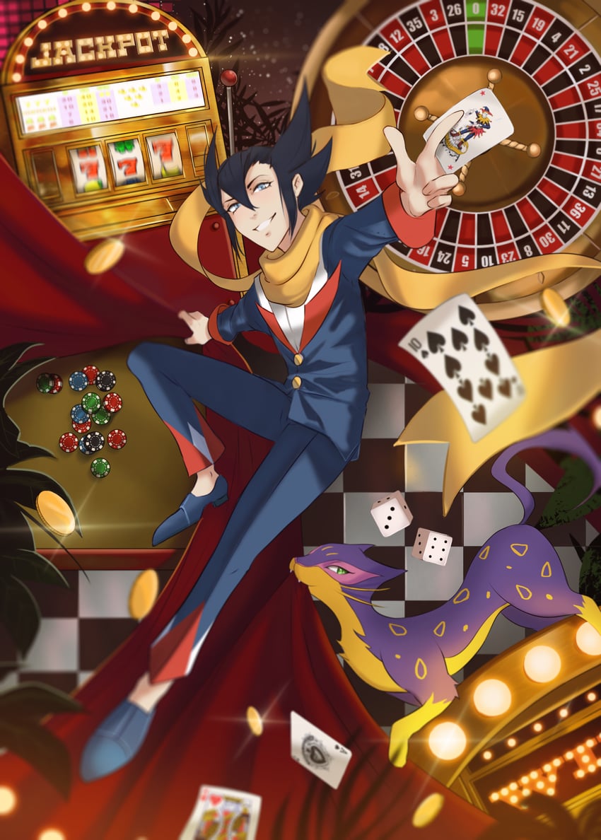 grimsley and liepard (pokemon and 1 more) drawn by elloy_(ajhz2533)